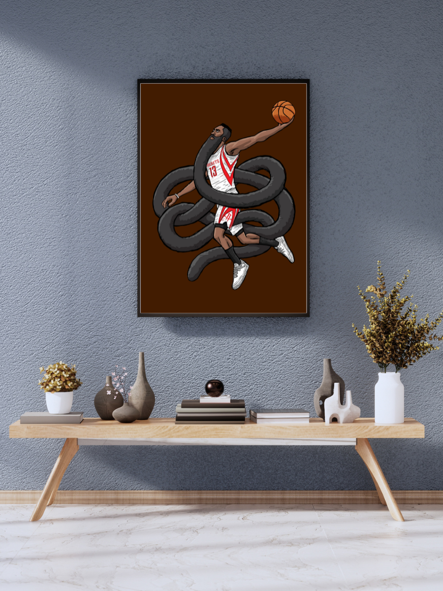 James Harden “Beard Strikes” Houston Rockets Power Art | A3 size wall poster