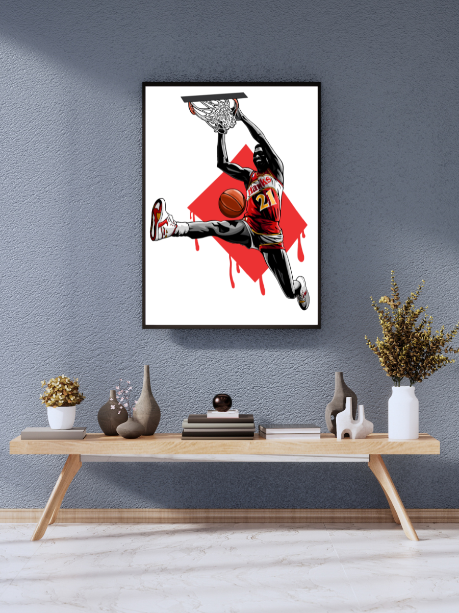 "Dominique Wilkins Atlanta Hawks Slam Dunk NBA Poster" | wall poster