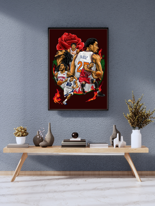 NBA Legends 'Rose Garden' Basketball Tribute - Multi-Star Collage Art Print" | wall poster A3 size