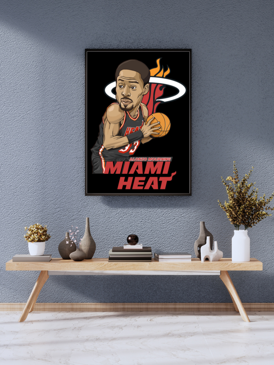 "Alonzo Mourning 'Heat Warrior' - Miami Heat Premium Basketball Poster" | wall poster A3 size