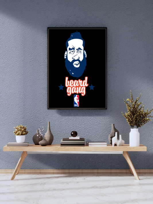 "James Harden 'Beard Gang' - NBA Legend Minimalist Art Print" | wall poster A3 size