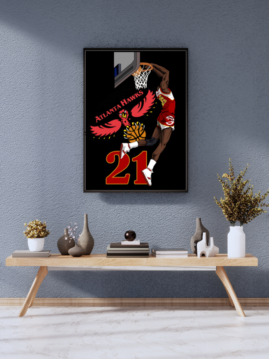 “Dominique Wilkins ‘Human Highlight Film’ – Atlanta Hawks Iconic Power Slam Poster” | wall poster A3 size