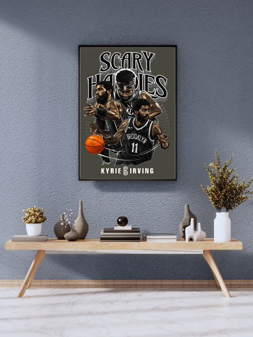 "Scary Hours Brooklyn Nets Trio – Kyrie Irving NBA Champions Poster" | wall poster A3 size