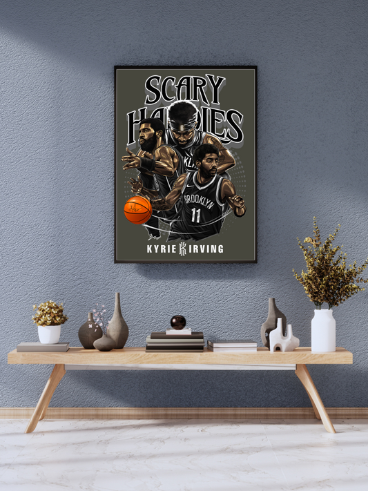 "Scary Hours Brooklyn Nets Trio – Kyrie Irving NBA Champions Poster" | wall poster A3 size
