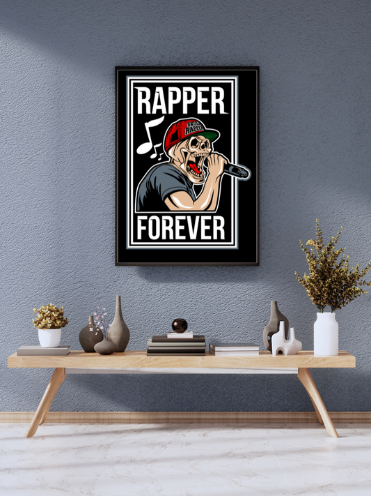 "Rapper Forever Skull Microphone Street Art Poster" | wall poster
