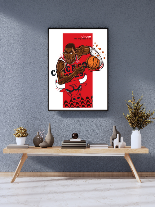 "Derrick Rose Chicago Bulls MVP Basketball Art Poster" | wall poster
